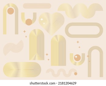 Resumen conjunto de formas geométricas estéticas de boho. Diseño contemporáneo de línea media siglo de estilo bohemio moderno. 