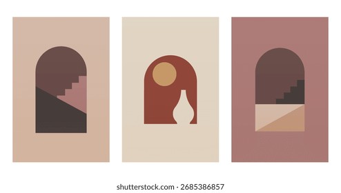 Abstract Boho Arch Window Minimalist Wall Art. Minimalist Boho Arch Window Wall Art