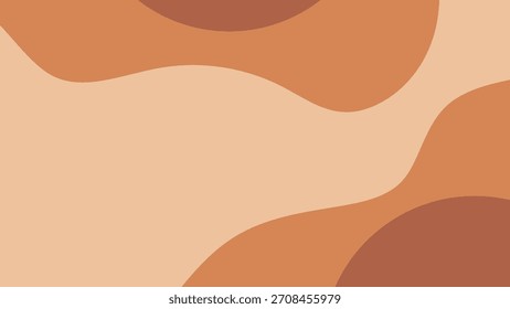 Abstract boho background with organic fluid shapes in earth tones in terracotta, brown and cream. Minimalist wavy background.