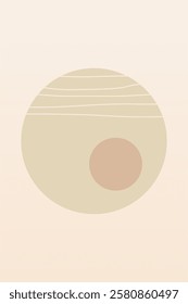 Abstract boho beige art background illustration. Flat abstract beige wall art illustration