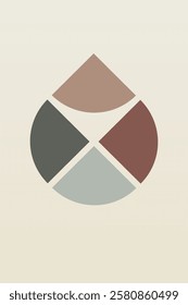 Abstract boho beige art background illustration. Flat abstract beige wall art illustration
