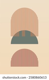 Abstract boho beige art background illustration. Flat abstract beige wall art illustration
