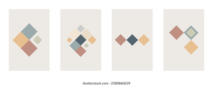 Abstract boho beige art background illustration. Flat abstract beige wall art illustration