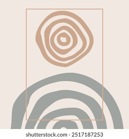Abstract Boho Bohemian Art Print Set Mid Century Contemporary Posters Vector Minimalist Wall Decor