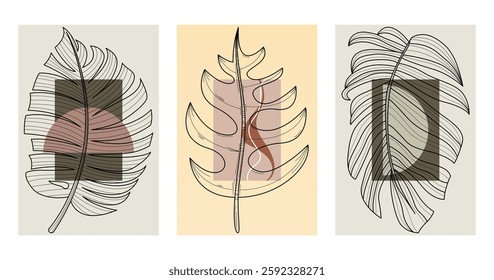 Abstract boho botani wall art decor background. Printable abstract boho wall art decor
