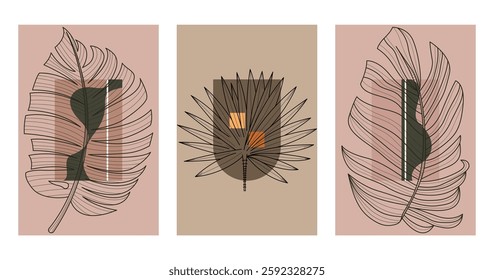 Abstract boho botani wall art decor background. Printable abstract boho wall art decor