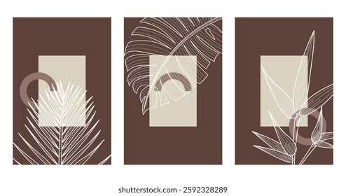 Abstract boho botani wall art decor background. Printable abstract boho wall art decor