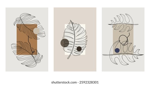 Abstract boho botani wall art decor background. Printable abstract boho wall art decor