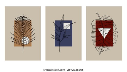 Abstract boho botani wall art decor background. Printable abstract boho wall art decor