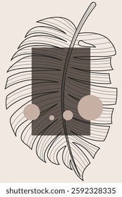 Abstract boho botani wall art decor background. Printable abstract boho wall art decor