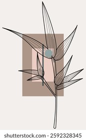 Abstract boho botani wall art decor background. Printable abstract boho wall art decor