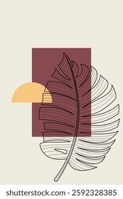 Abstract boho botani wall art decor background. Printable abstract boho wall art decor