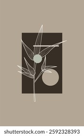 Abstract boho botani wall art decor background. Printable abstract boho wall art decor