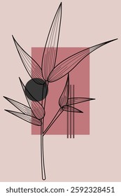 Abstract boho botani wall art decor background. Printable abstract boho wall art decor