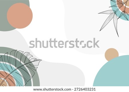 Abstract boho botanical frame background with minimal floral line art and organic shapes in earthy tones. Ideal for invitations, greeting cards, posters, branding, and text layouts.