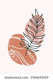Abstraktes botanisches Poster boho. Pflanzliche Abstraktionsplakate organische Formen, neutrale natürliche Farben. Vektorgrafik