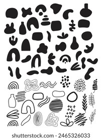 Abstract boho clip art, hand drawn set element boho vector