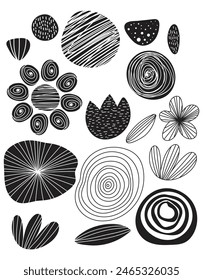 Abstract boho clip art, hand drawn set element boho vector