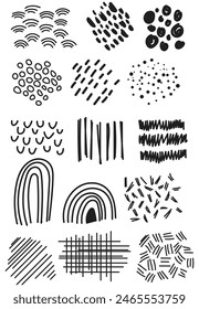 Abstract boho clip art, hand drawn set element boho vector