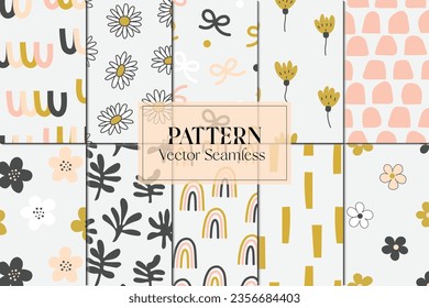 Abstract boho cute shapes seamless repeat pattern