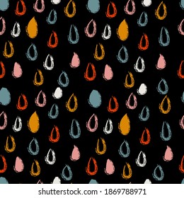 Abstract boho doodle seamless pattern rain drops, design element. Grunge tribal  pattern for invitations, cards, print, gift wrap, manufacturing, textile, fabric, wallpapers