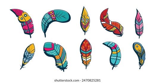 Abstract Boho Feather Vector Set