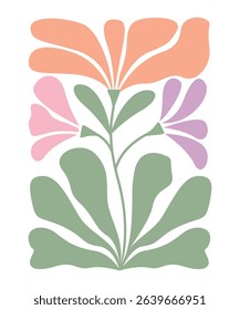 Abstract Boho floral illustration Vector, Abstract Retro Boho flower ClipArt Design Sublimation