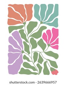 Abstract Boho floral illustration Vector, Abstract Retro Boho flower ClipArt Design Sublimation