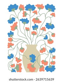 Abstract Boho floral illustration Vector, Trendy Boho Design Sublimation, Abstract floral Clip Art, Wall Art Decoration