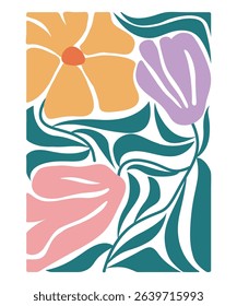 Abstract Boho floral illustration Vector, Trendy Boho Design Sublimation, Abstract floral pattern Art, Wall Art decorative