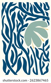 Abstractas decoración floral de la pared de Boho enmarcado dibujado a mano ilustración