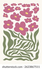 Abstrato Decoração de parede floral Boho moldado ilustração desenhada à mão