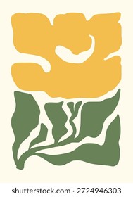 Abstractas decoración floral de la pared de Boho enmarcado dibujado a mano ilustración