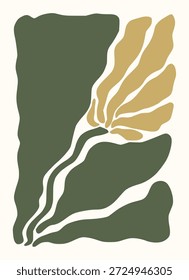 Abstractas decoración floral de la pared de Boho enmarcado dibujado a mano ilustración