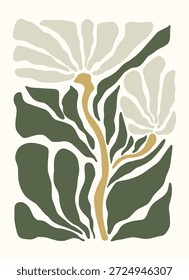Abstractas decoración floral de la pared de Boho enmarcado dibujado a mano ilustración
