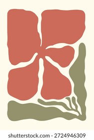 Abstractas decoración floral de la pared de Boho enmarcado dibujado a mano ilustración