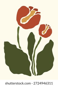 Abstractas decoración floral de la pared de Boho enmarcado dibujado a mano ilustración