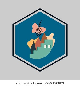vector de decoración de pared de boho hexágono abstracto