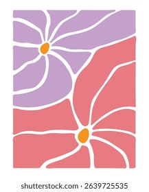 Abstract Boho Illustration with Floral Details for Wall Decor and Sublimation
