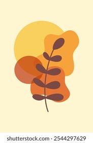 Abstract boho leaf and plant shapes. Boho Style Abstract Background 