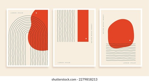 abstract boho line backdrop collection for wall print design vector