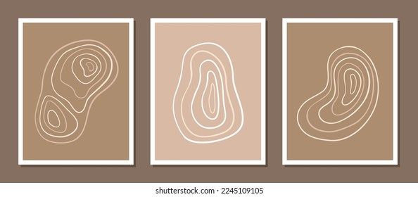 Abstract Boho line blob shapes simple hand drawn art background. Modern aesthetic illustrations. Bohemian style collection of contemporary artistic design for wall decoration, postcard, poster
