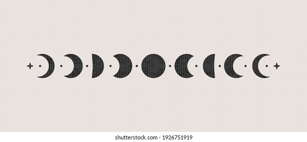 Abstract boho moon phases. Mystic contemporary shapes, magic poster decor. Vector illustration