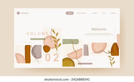 Abstract boho nature art website template. aesthetic website landing page or banner template modern style vector illustration