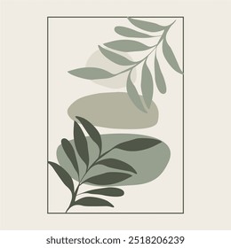 Abstract Boho Plant Botanical Wall Art Vector for Print Cover Wallpaper Template