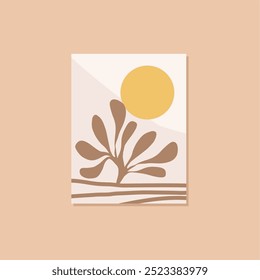 Abstract Boho Plant Botanical Wall Art Vector for Print Cover Wallpaper Template