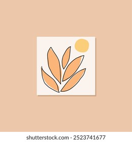 Abstract Boho Plant Botanical Wall Art Vector for Print Cover Wallpaper Template