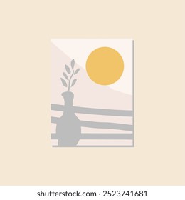 Abstract Boho Plant Botanical Wall Art Vector for Print Cover Wallpaper Template