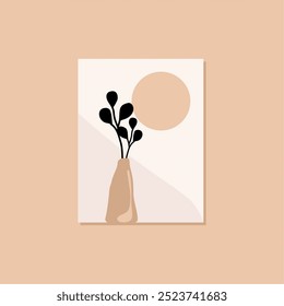 Vector botánico Abstractas del arte de la pared de la planta de Boho para la Plantilla del Fondo de pantalla de la cubierta de la impresión