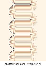 Abstract boho poster. Line art. Contemporary  geometric composition. Boho wall decor. Mid century art print. Bohemian style.